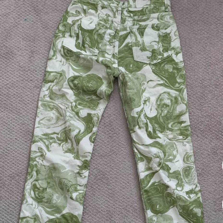 Reformation Nwot Rare Marble High Rise Jeans In Avocado Swirl Size 29